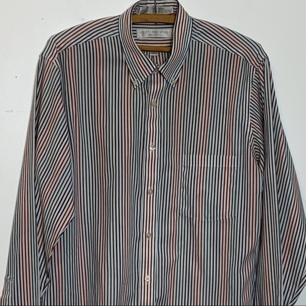 EUC Geoffrey Beene striped‎ pinpoint oxford button down shirt